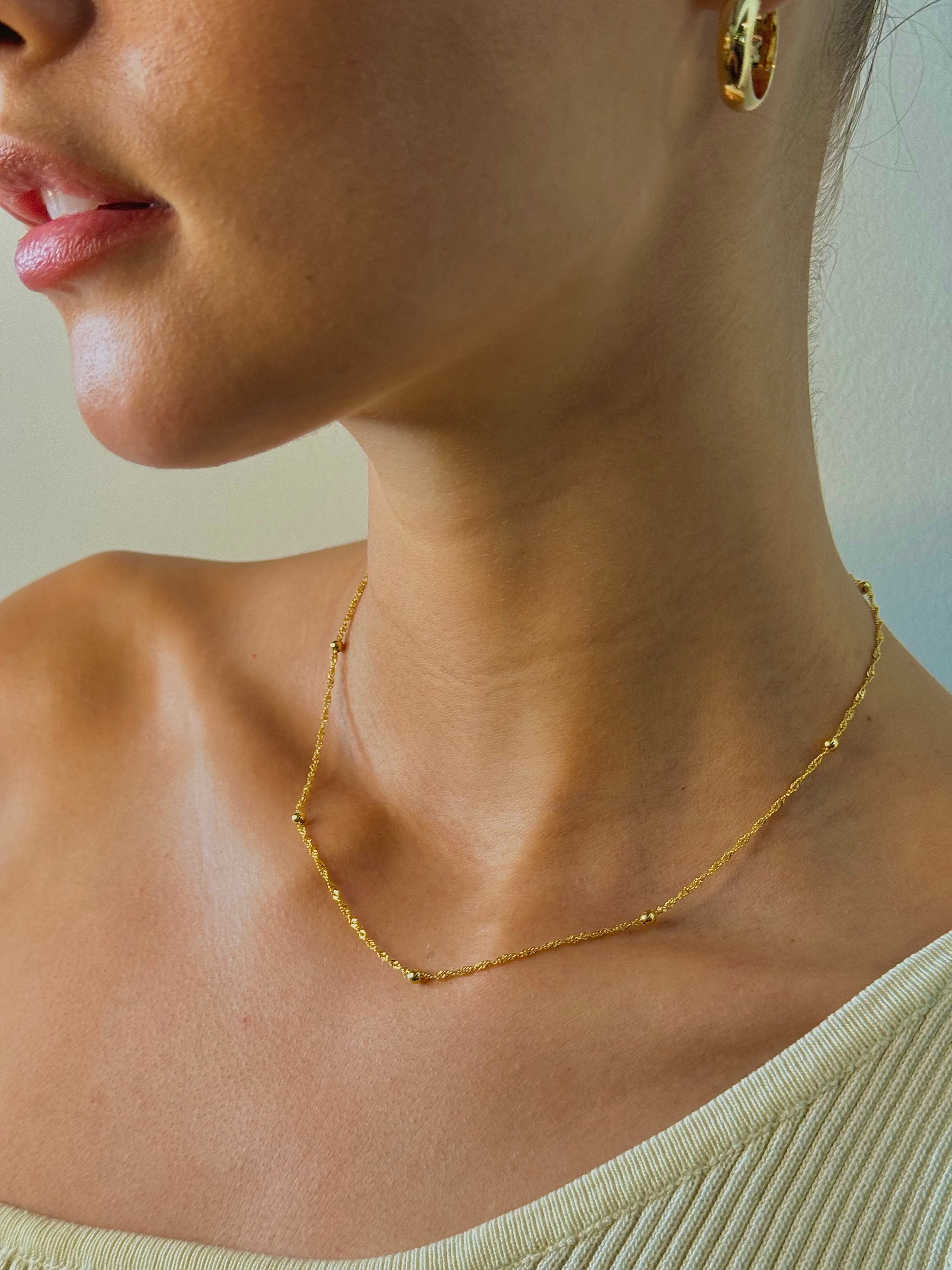 The Caicos 9ct Gold Twist Ball chain - 16"