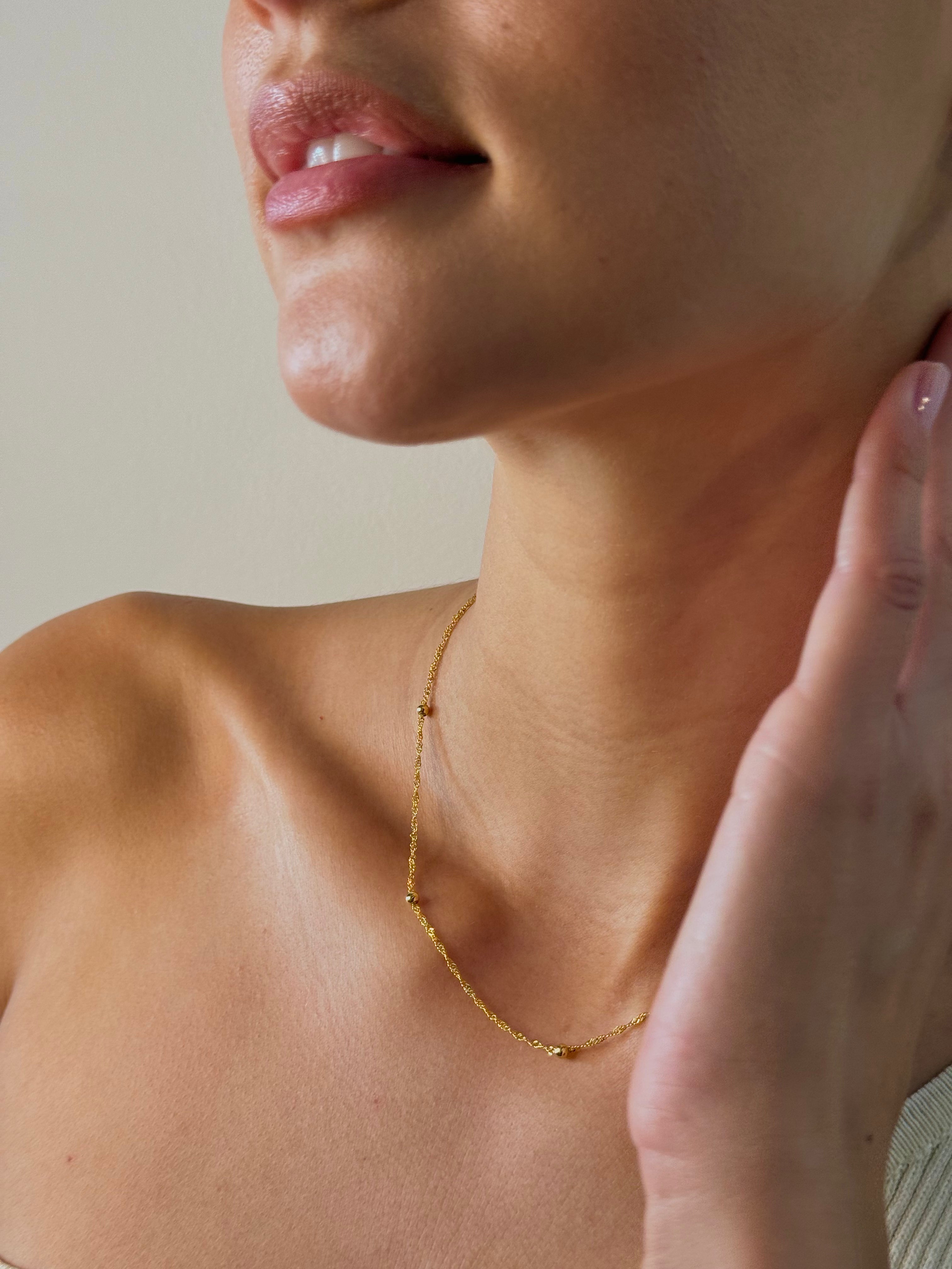 The Caicos 9ct Gold Twist Ball chain - 16"