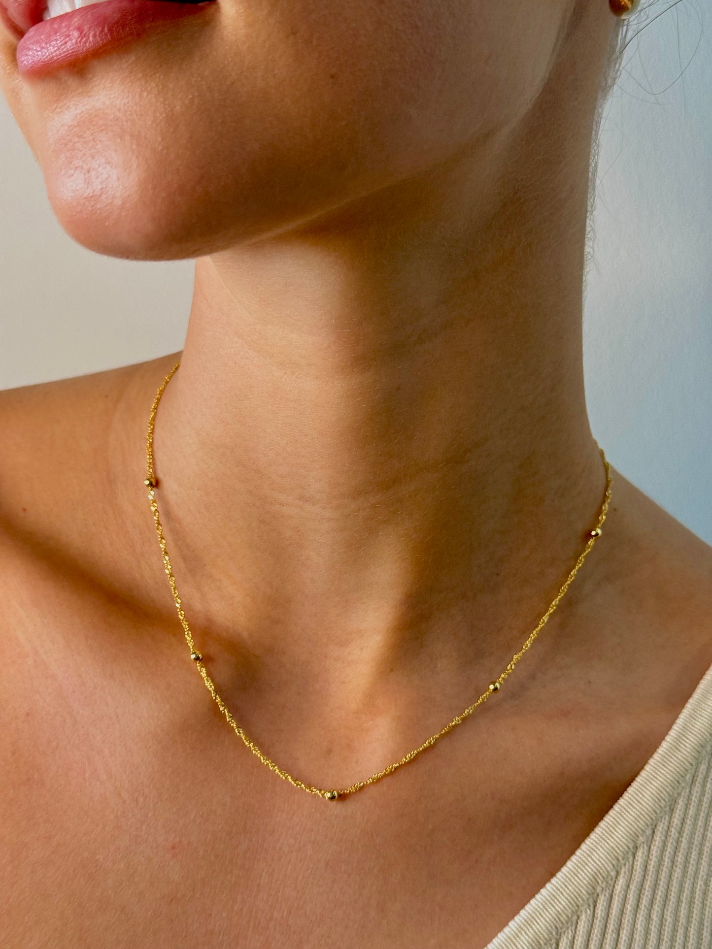 The Caicos 9ct Gold Twist Ball chain - 16"